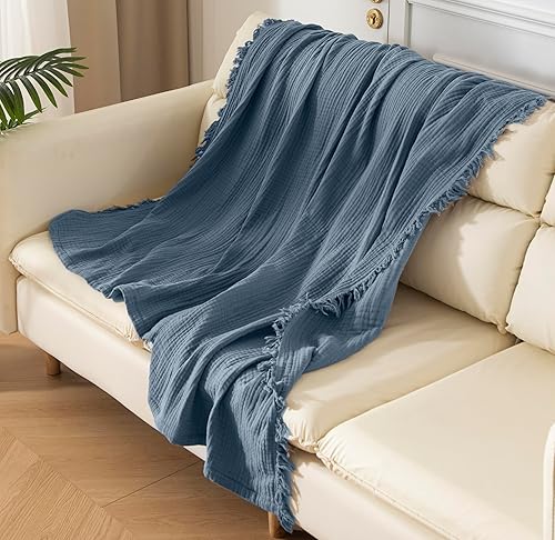 Manta 100% de muselina de algodón orgánico para sofá, adulto, exteriores, 4 capas de hilo teñido de plantas prelavado, transpirable, súper suave, Manta 100% de muselina de algodón orgánico para sofá, adulto, exteriores, 4 capas de hilo teñido de plantas prelavado, transpirable, súper suave,