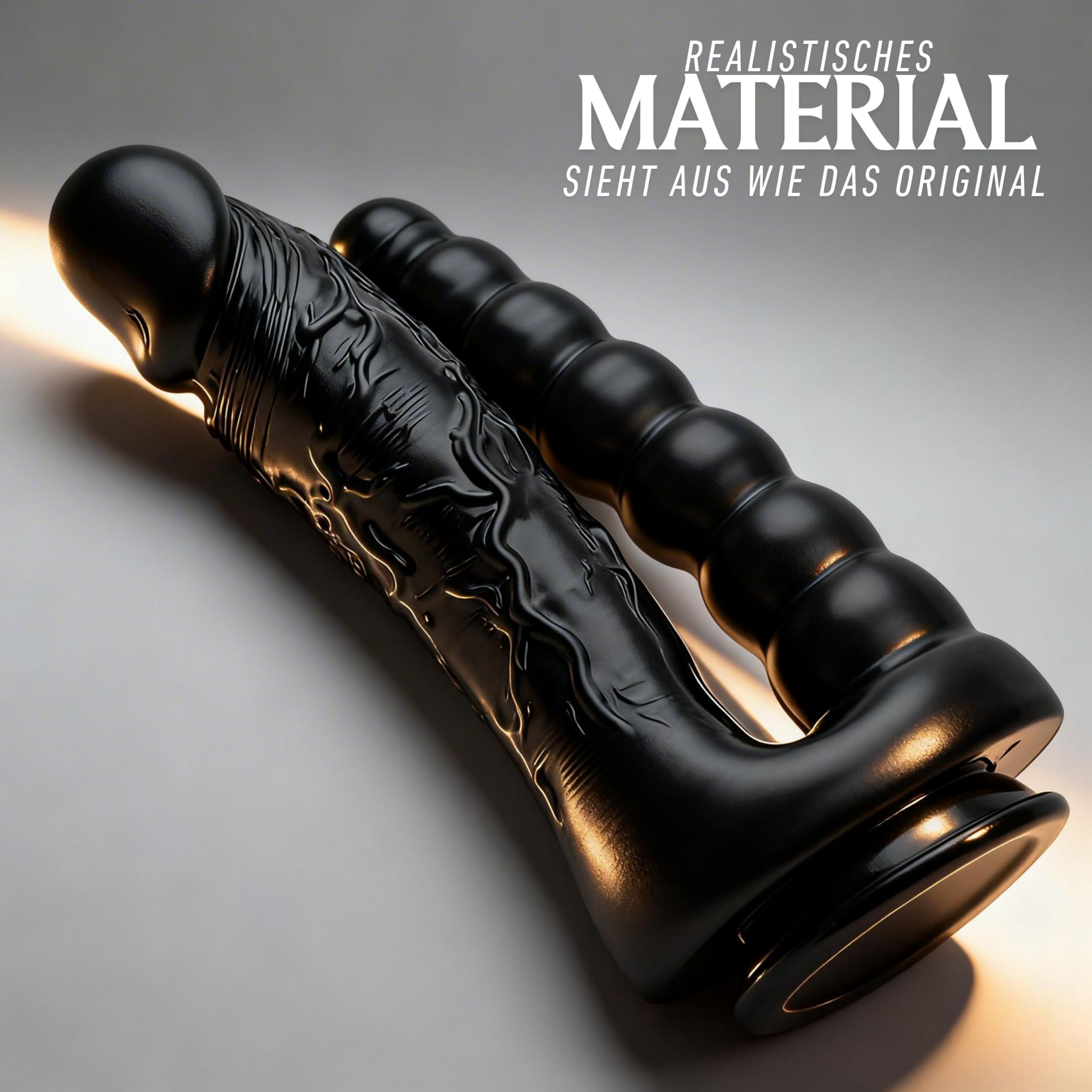 Dildo Gigante Donna – Doppio Dildo Nero XXL con Ventosa 27 cm Ø 5,3 cm a Sfere 1060 g Flessibile & Delicato sulla Pelle FOPS D63