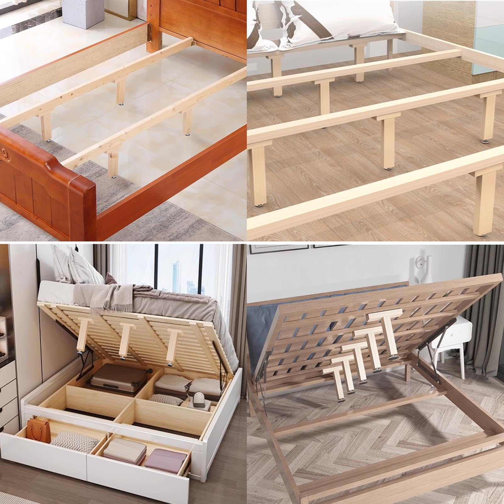 Gambe regolabili in legno – Confezione da 4 gambe in pelliccia per rete a doghe, piedi di supporto per mobili fai da te, gambe di ricambio (8-10 cm) – & accessori da letto eleganti