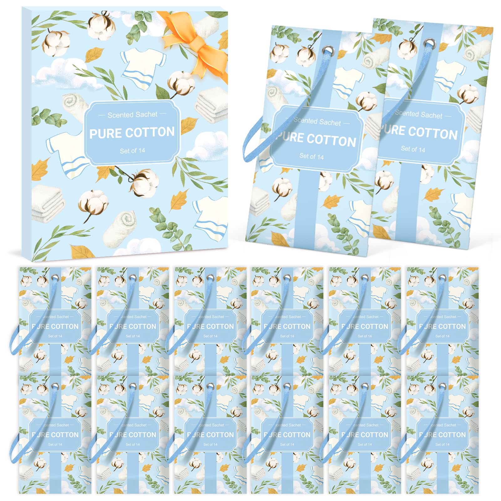 SCENTORINI Duftsäckchen, Kleiderschrank Duft, 14 Stück, Reine Baumwolle Duftsachets für Schubladen, Schränke, Beseitigung von Gerüche