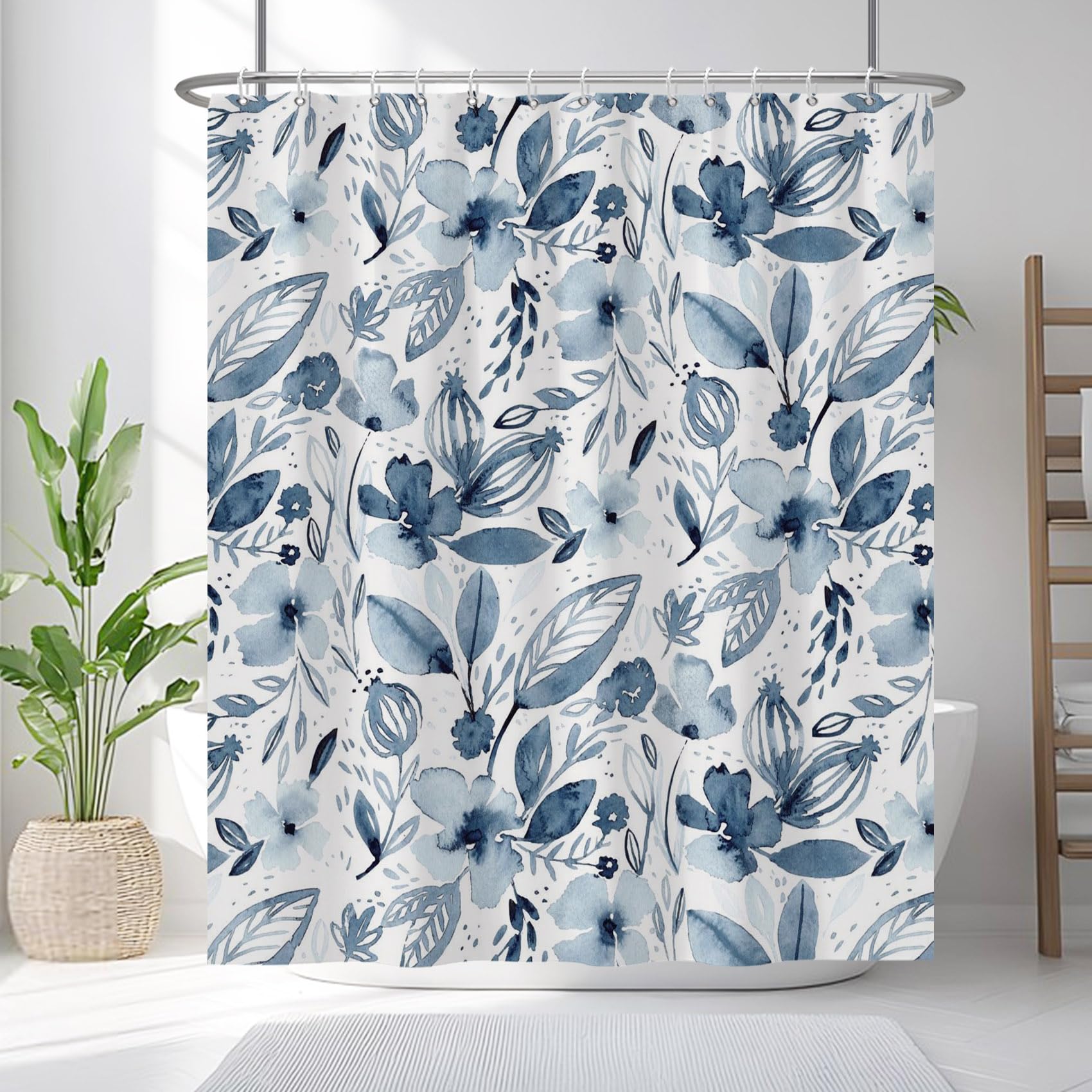 Rideau de douche floral aquarelle pour une ambiance spa relaxante dans votre salle de bain