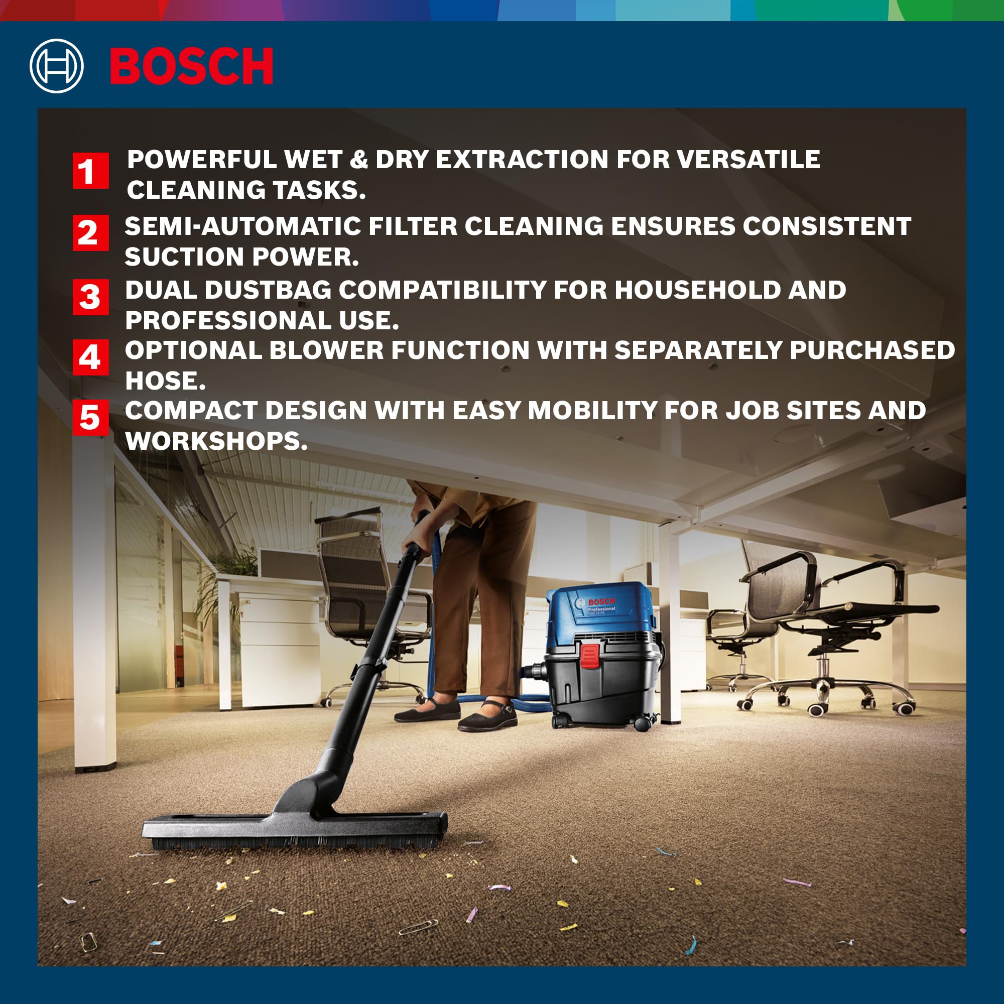 Bosch GAS 15 PS Wet & Dry Vacuum - Powerful Cleaning -3 Bosch GAS 15 PS Wet & Dry Vacuum - Powerful Cleaning -3