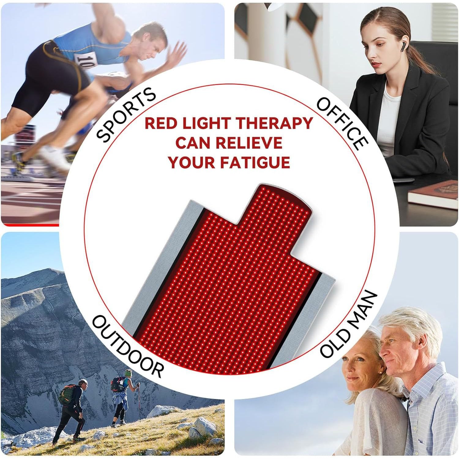 Almohadilla De Terapia Con Luz Roja LED De 1370 Piezas, Alfombrilla De Terapia Con Luz Roja Con Controlador Inteligente Y Ajuste De Potencia De 5 Velocidades, Longitudes De Onda De 660 Nm Y 850 Nm