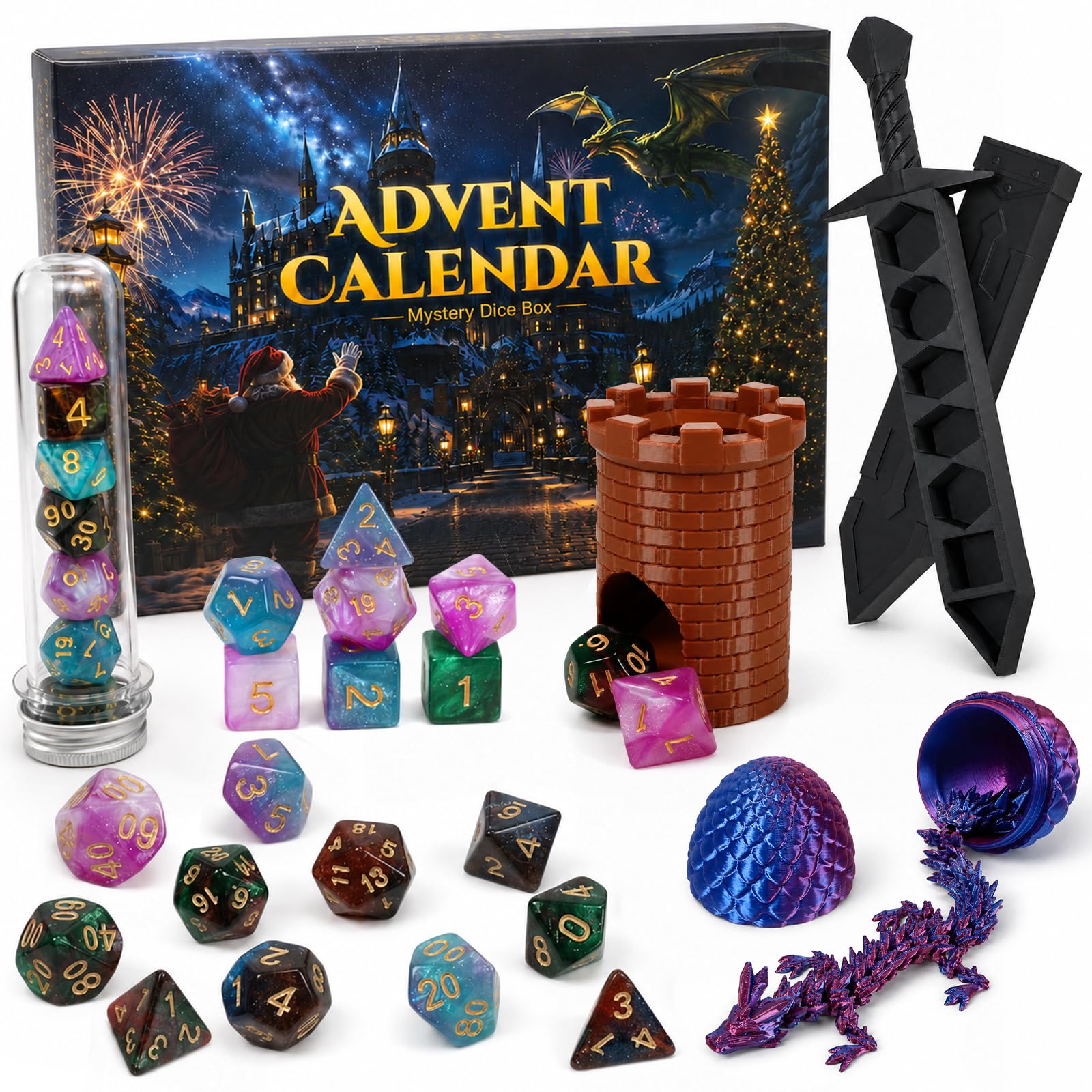 Dice Advent Calendar 2026 Adult for DND Role Playing Dice for Women Men