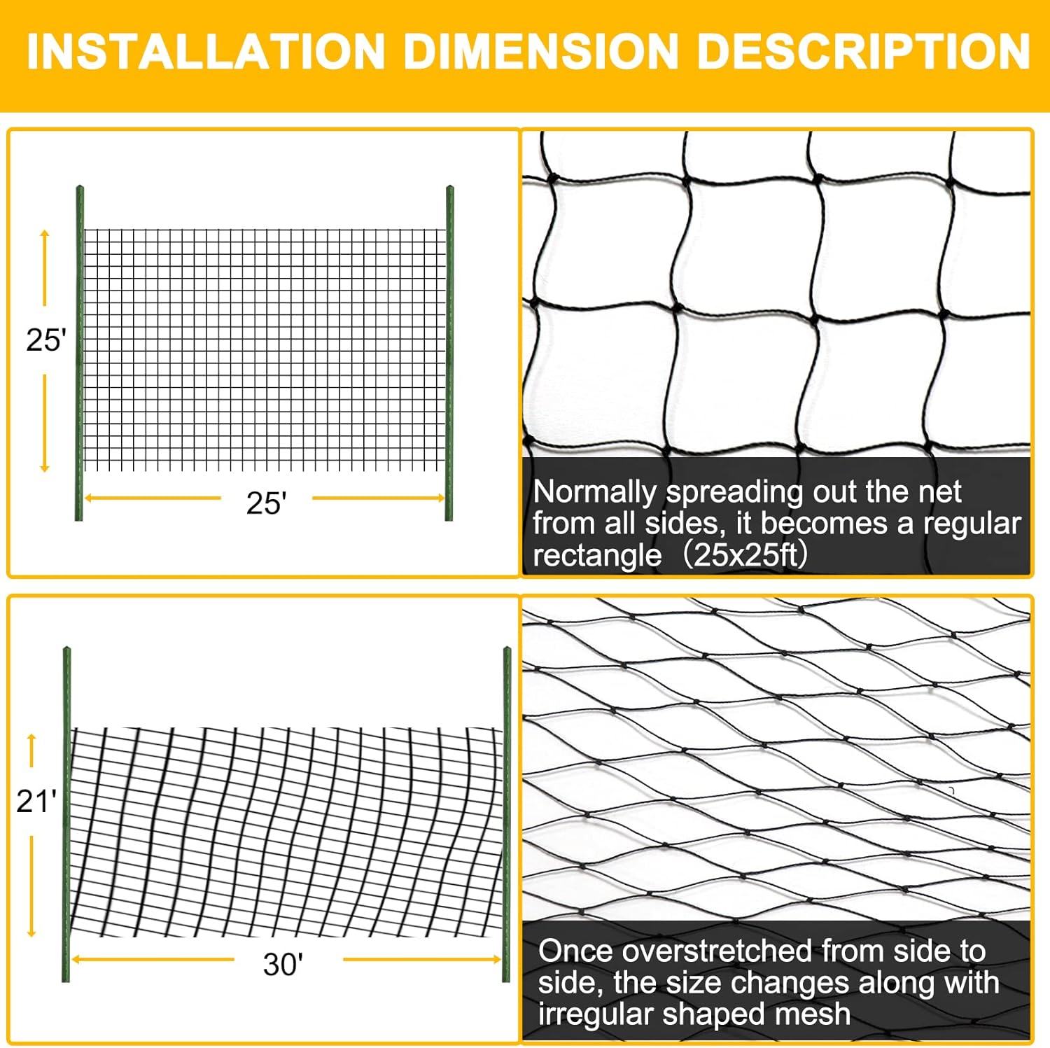 BSTPCOO Chicken Netting 25'x25' with 1" Mesh Nylon Bird Netting for Chicken Coop, Heavy Duty Poultry Net Bird Net for Garden Deer Fence for Fruit Tree