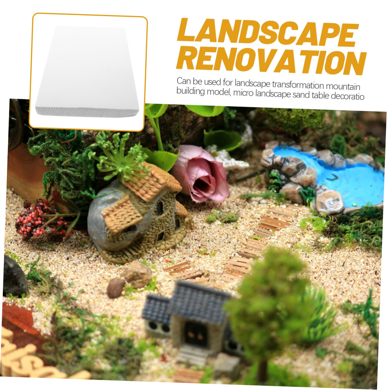 VILLCASE 5 Sätze Schaumstoffplatte Mikrolandschaft Sand Tischdekoration Expandierender Schaumstoff Schwamm Matratzenauflagen Schaumstoffblock Styroporkugeln 2 Stück * 5