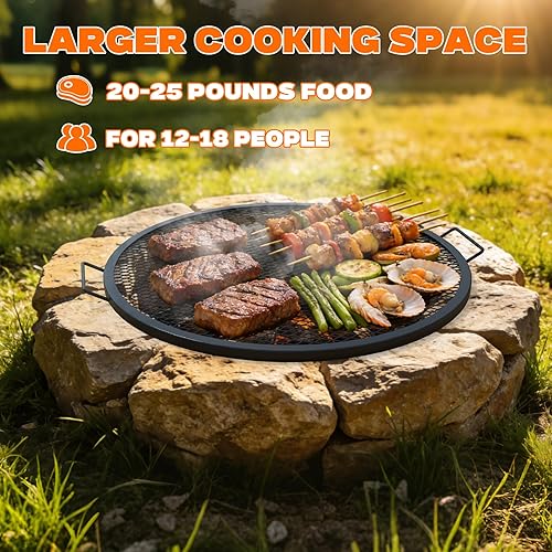 Miniatura 3 de onlyfire X-Marks Rejilla de Parrilla para Fogata para Cocinar en Campamentos, Rejilla Redonda de BBQ Equipo de Cocina para Fogatas, 36 pulgadas