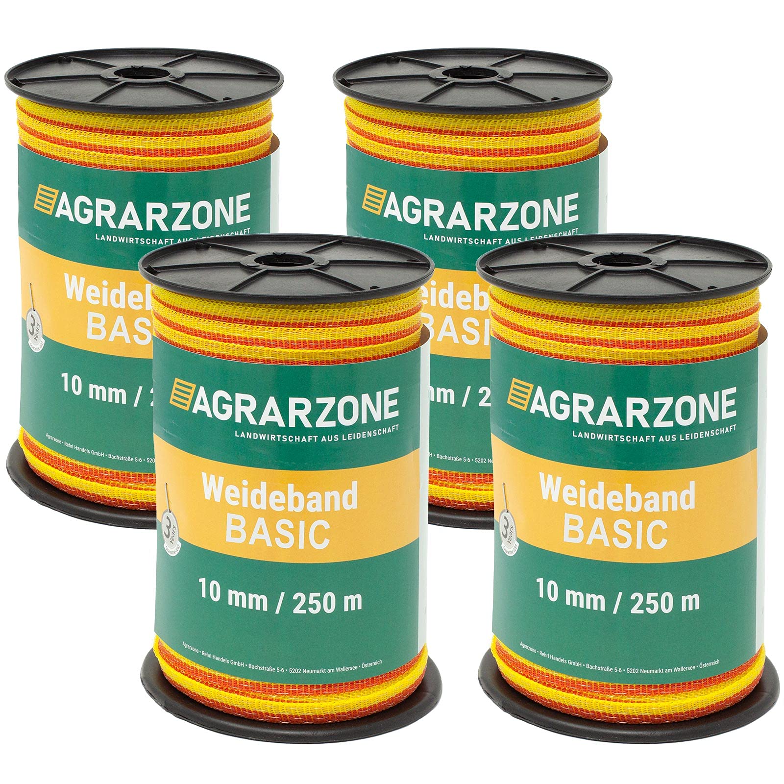 Agrarzone Taśma ogrodzeniowa Basic 10 mm, 4x0,16 Niro, żółto-pomarańczowa (1000 m)
