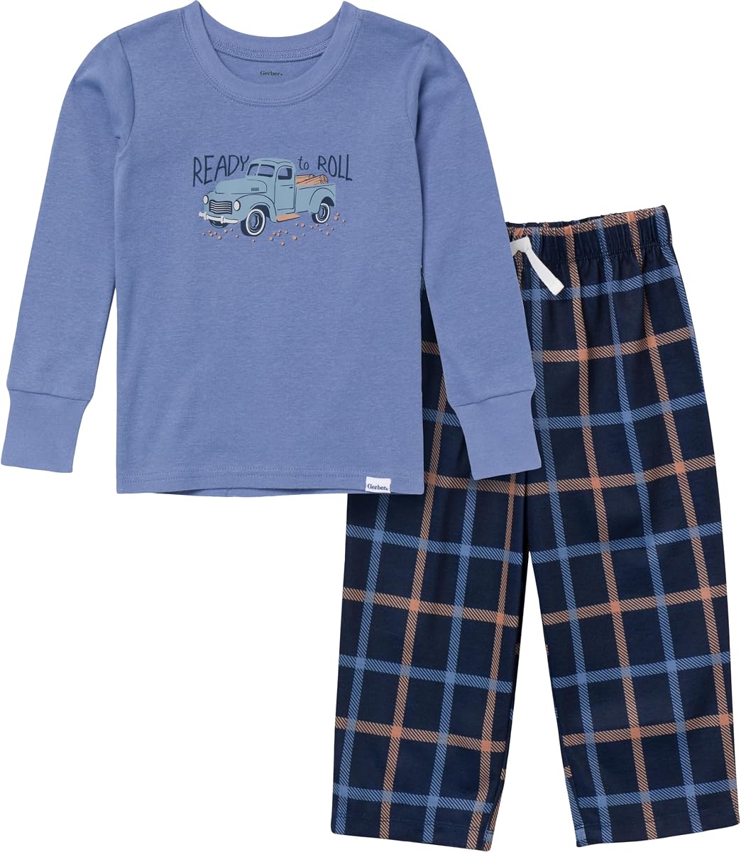 Baby Boys 2 Piece Pajama Set Long Sleeve & Loose-Fitting Pants