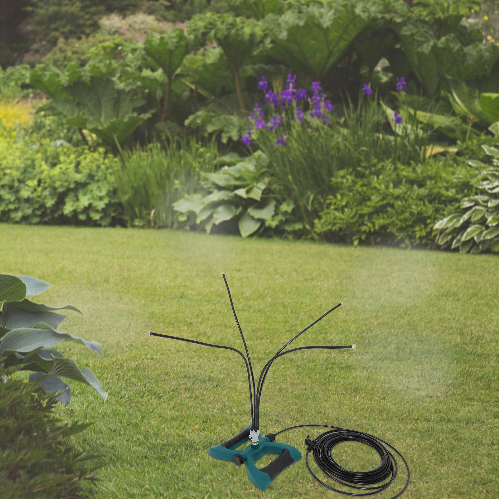 ifundom Sprühnebelanlage für Terrasse und Garten mit Freistehendem Design Verstellbare Sprühdüsen Tragbares Nebelkühlsystem zur Staubkontrolle