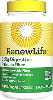 Renew Life Adult Daily Digestive Prebiotic Fiber, 150 Vegetarian Capsules (Package May Vary) (Package May Vary)