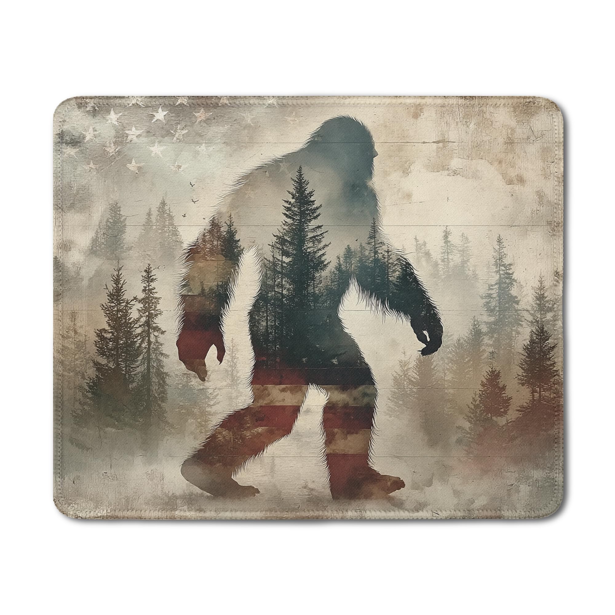 Patriotic Sasquatch Mouse Pad - American Flag Bigfoot -17 Patriotic Sasquatch Mouse Pad - American Flag Bigfoot -17