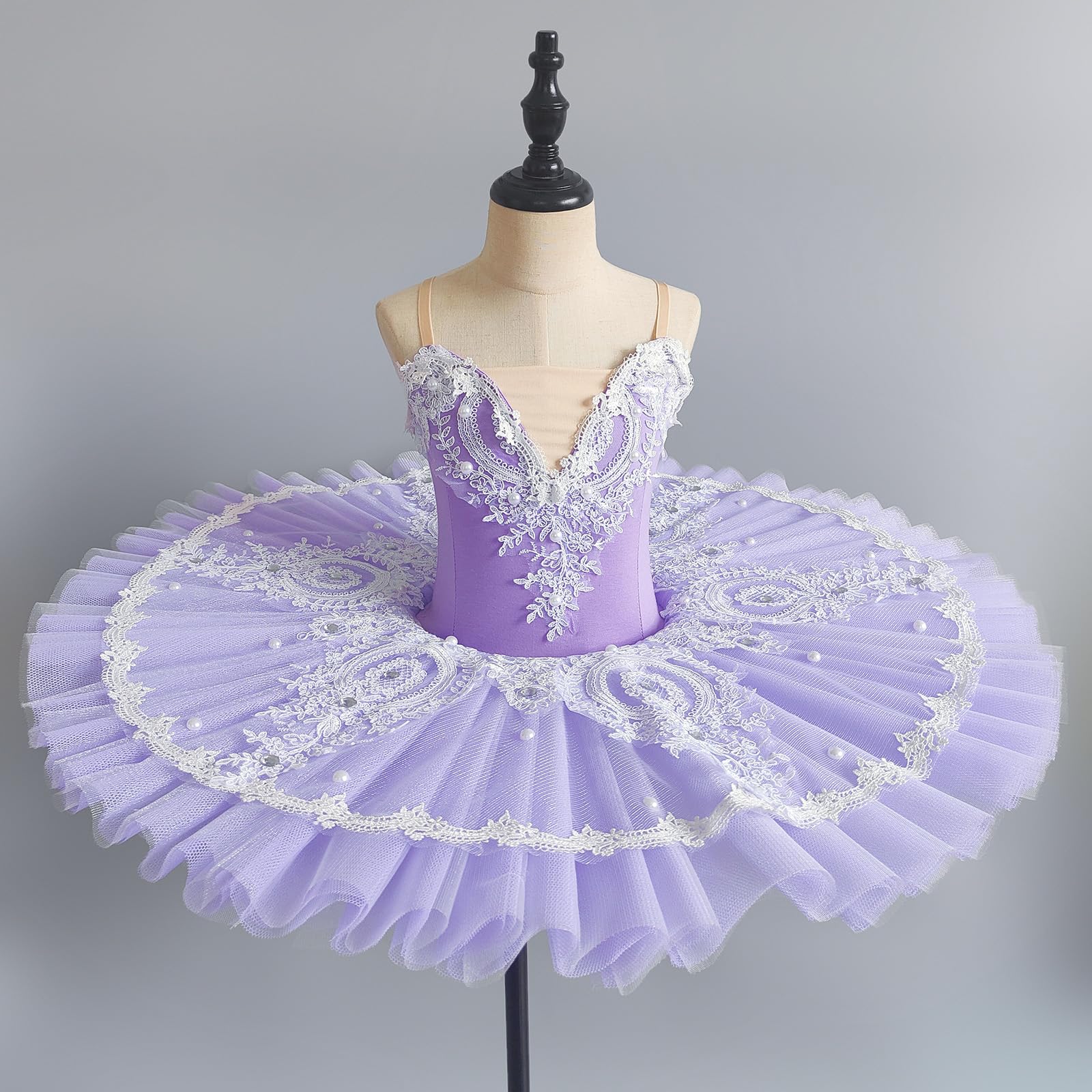 Mädchen Professionelles Spitze Pfannkuchen-Tutu-Ballettkleid Kinder Schwanensee Ballerina Tanzwettbewerb Kostüm