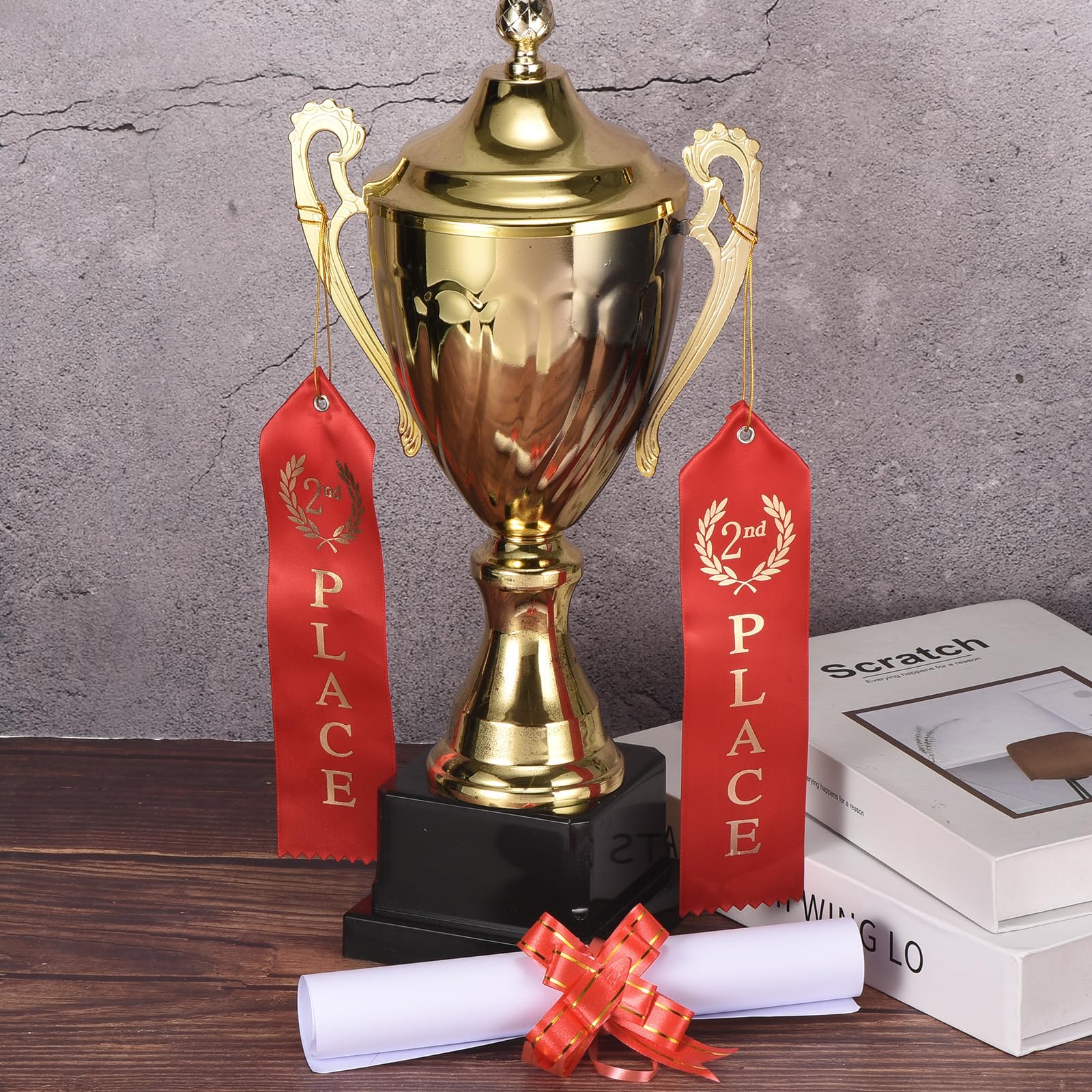 PATIKIL Cintas de Premio, 100 Pzas. Cinta de Medalla de 2Nd Lugar con Tarjeta de Evento Y Cuerda para Eventos de portivos Competencias de safíos Adornos de Premio, Rojo