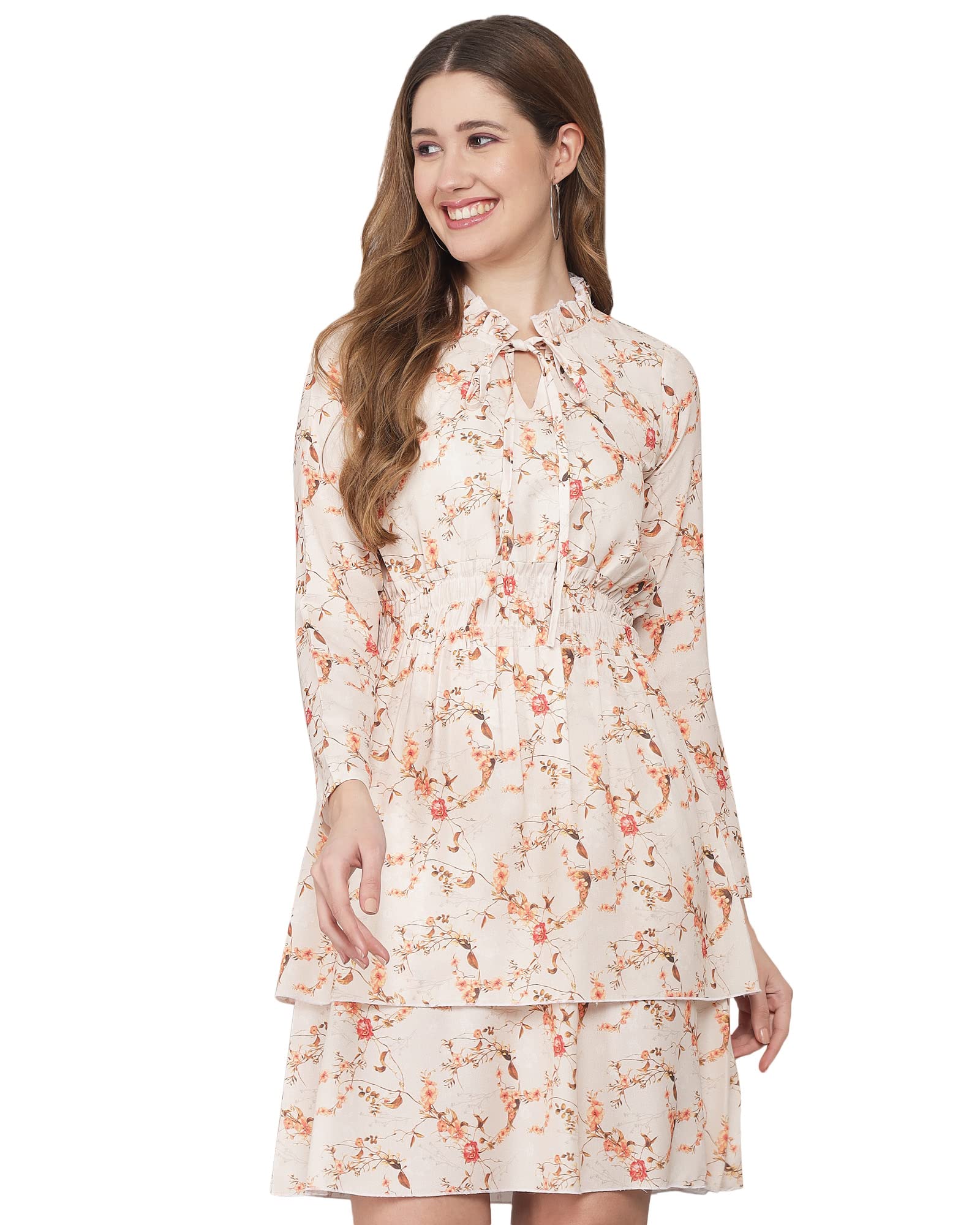 ADDYVEROWomen A-line Ruffle Neck Dress