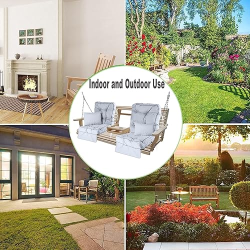 Miniatura 6 de Paquete de 2 cojines para sillas de patio con respaldo alto para exteriores, resistentes al agua, cojines para sillas de asiento profundo de 44 x 23