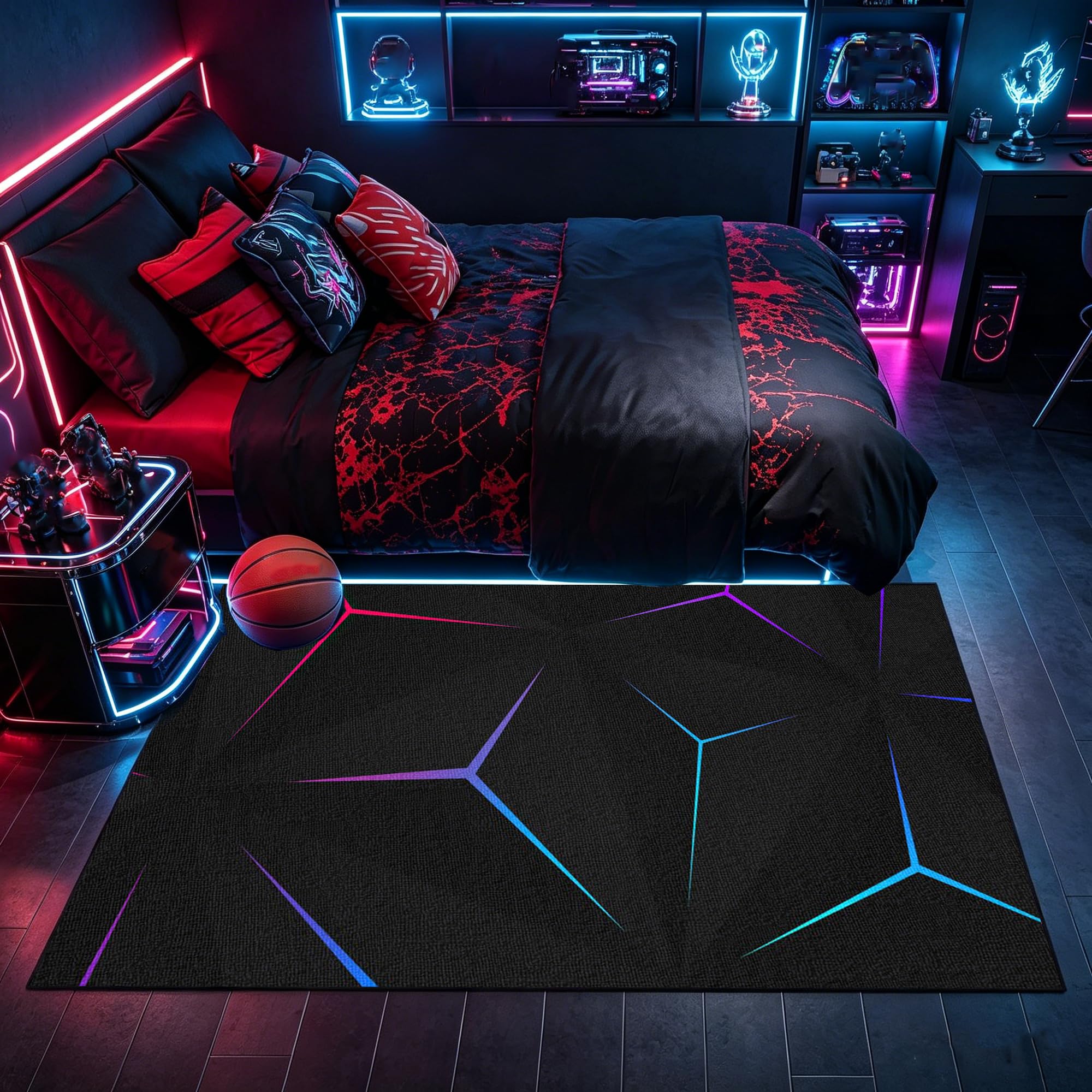Tappeto da Gaming 90 x 160 cm Tappeto da Gioco per Camera da Letto dei Ragazzi 3D, Decorazione per Camera da Letto, Soggiorno, O Stanza dei Giochi, Ragazzo Bambini Antiscivolo
