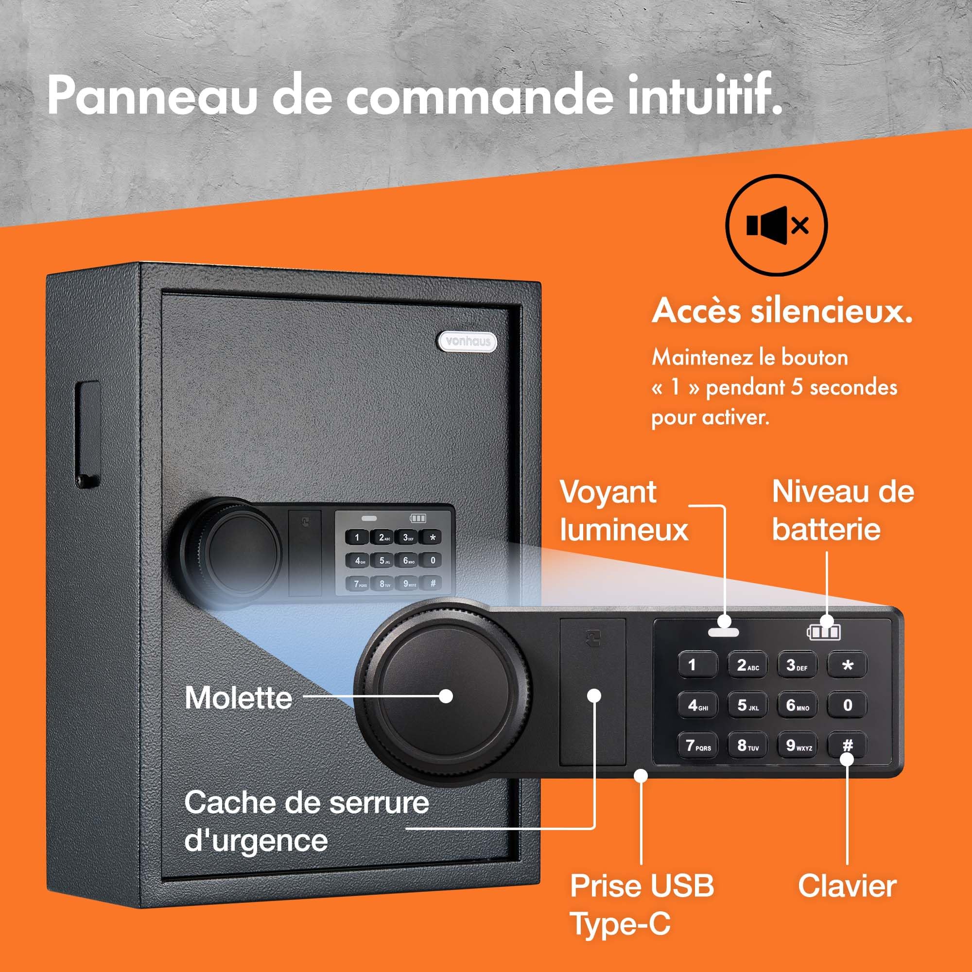 VonHaus Armoire à Clés avec Code - Jusqu'à 71 Clés | Coffre-fort Sécurisée, Coffre-fort Numérique avec Verrouillage à Solénoïde, Accès Sécurisé par Clavier, Indicateurs Lumineux