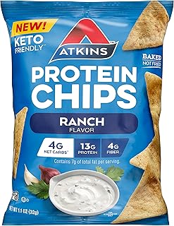 Ranch Protein Chips, 4g Net Carbs, 13g Protein, Gluten Free, Low Glycemic, Keto Friendly, 12 Count