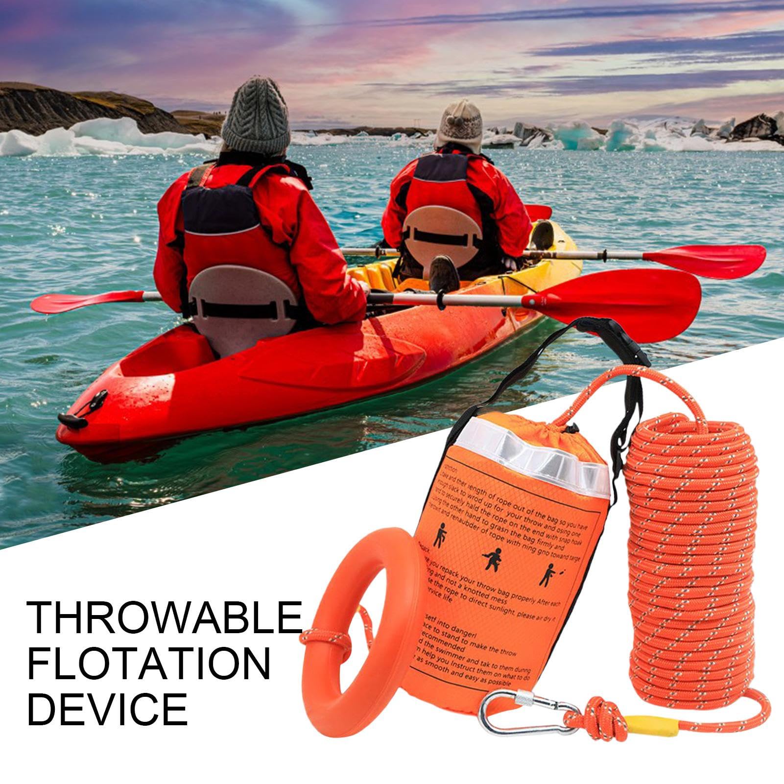 Bolsa de lanzamiento de rescate de agua: cuerda flotante que salva vidas con material reflectante | 21 m y 30m rescate de agua portátil que arroja bolsas de cuerda para kayak, bote, rescate de emergen