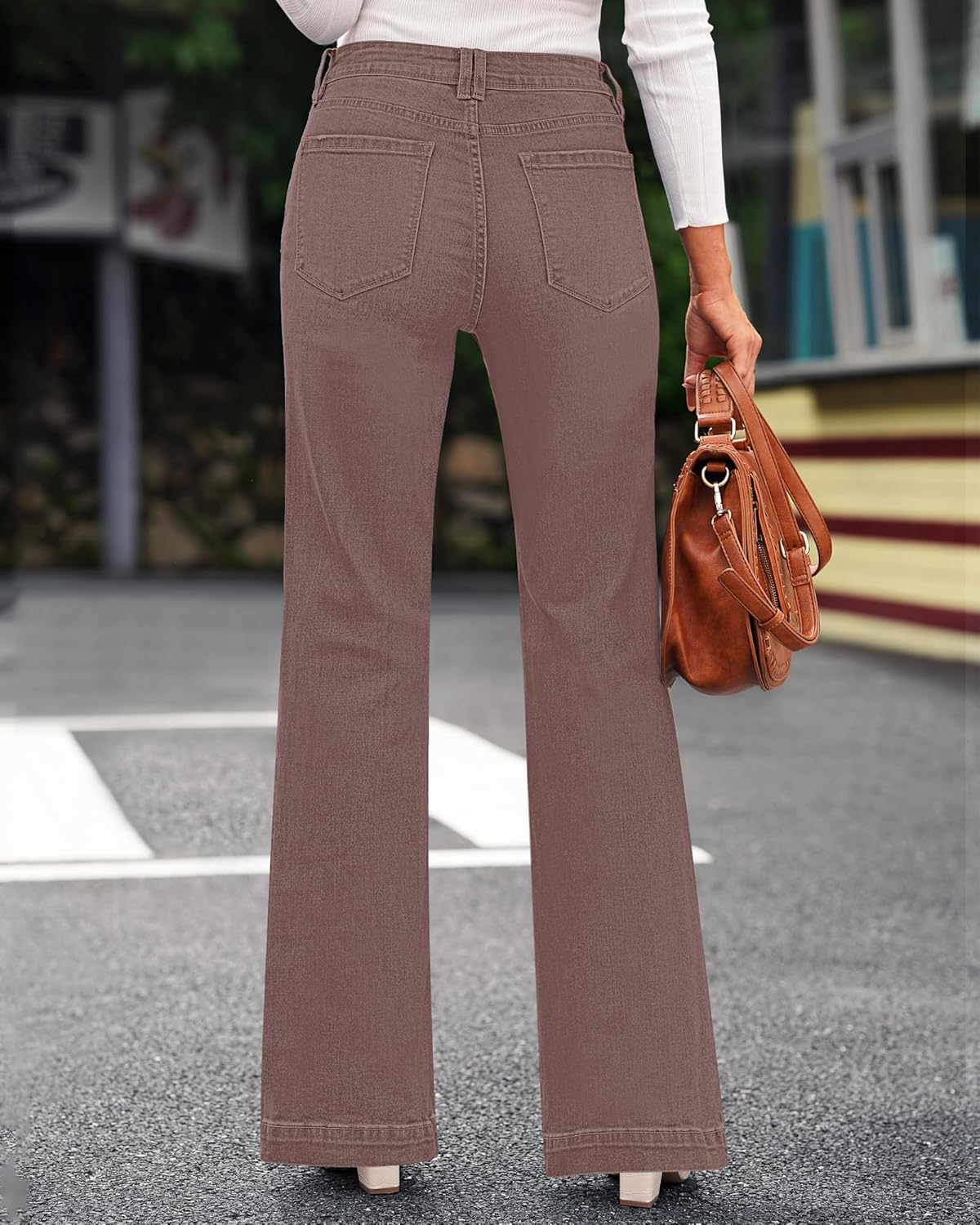 GRAPENT Womens Flare Jeans High Waisted Wide Leg Baggy Jean for Women Stretch Denim Pants - Image 3