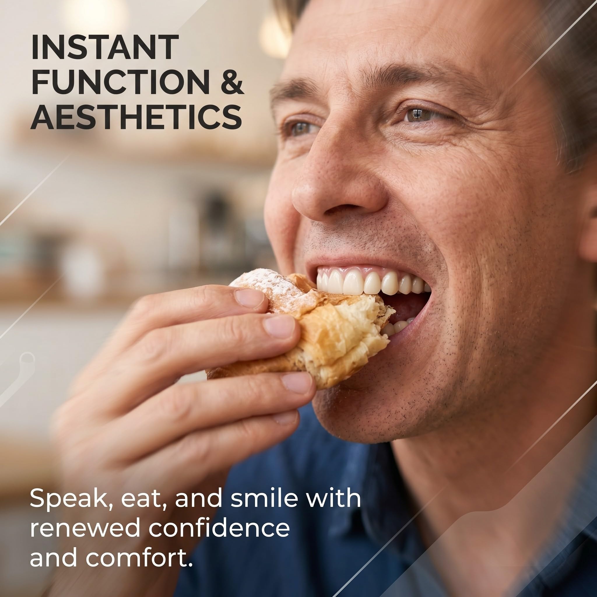 Prothèse Dentaire Cosmétique Sourire Prothèses Dentaires, Dents de Placage Instantanées Facettes Dentaires Amovibles, Blanchiment Fausses Dents Temporaires Haut Bas, Lot de 1