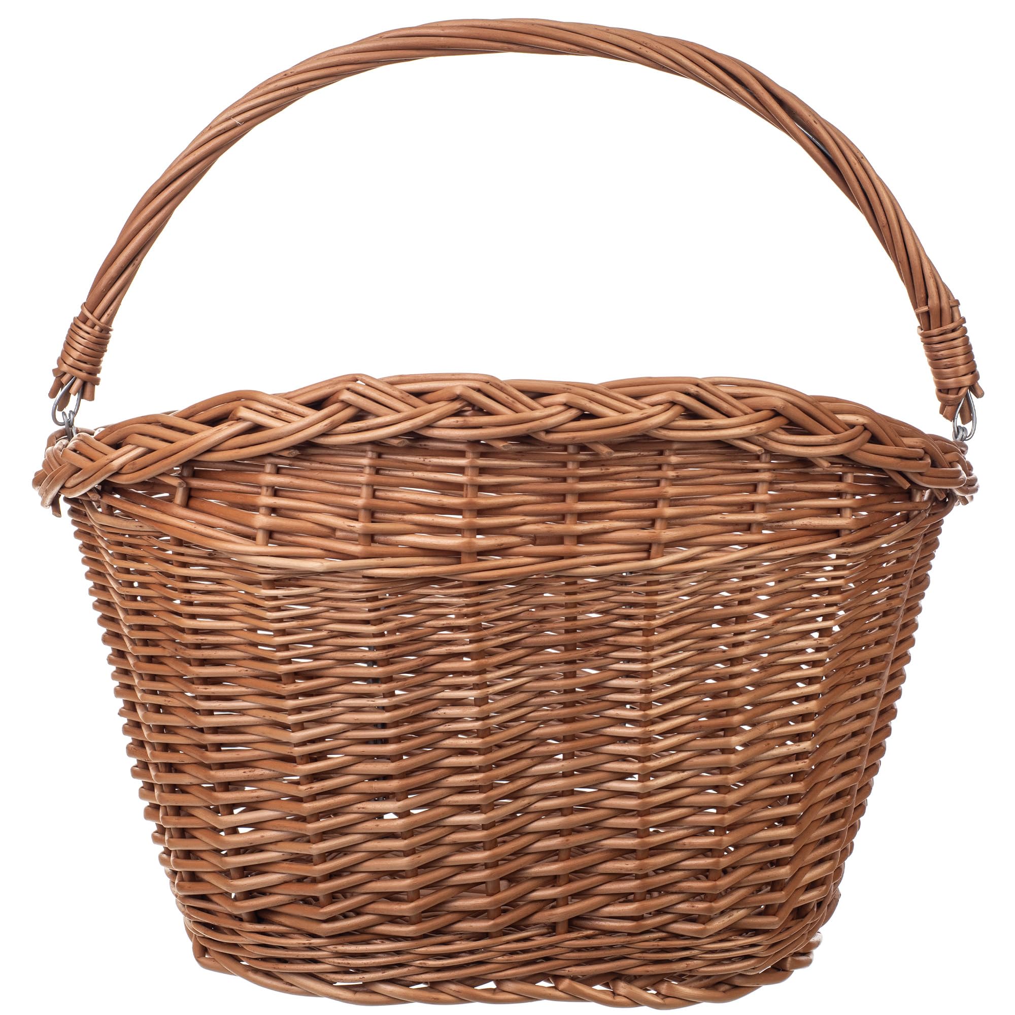 KADAX Panier de vélo avant en osier robuste, panier de guidon avec poignée de transport et crochet en acier, panier classique en osier pour guidon, grand panier pour vélo