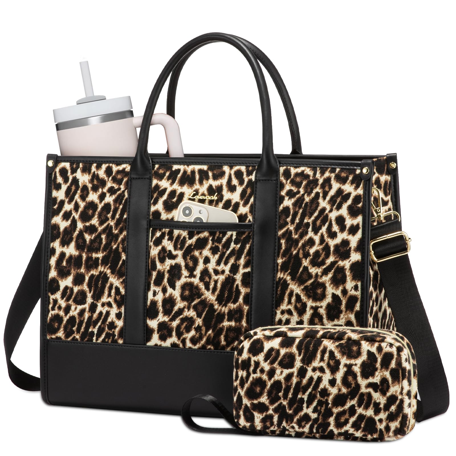 LOVEVOOK Laptop Tote Bags for Women Canvas Work Bag 15.6 inch Large Professional Teacher Purse Lightweight Computer Bag Briefcase Business Office,