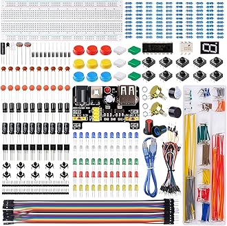 Smraza Electronics Component Kit for Arduino with Power Supply Module, Jumper Wire,Precision Potentiometer,830 tie-Points Breadboard Compatible with STM32 and Raspberry Pi
