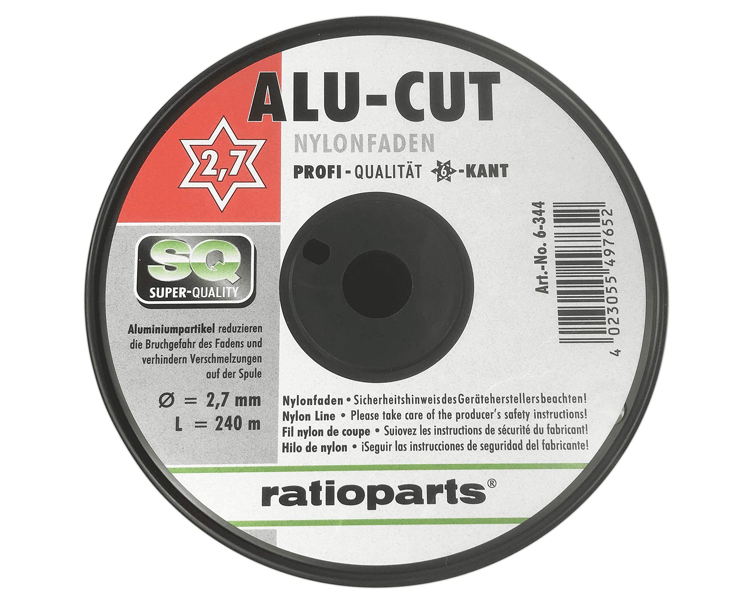 Ratioparts - Hilo de Nylon (2,7 mm, Corte de Aluminio, 240 m), Color Naranja