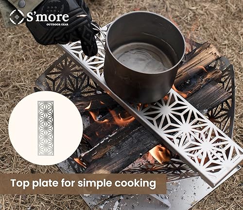 Miniatura 5 de S'more Fogata portátil para campamento, hoguera al aire libre con parrilla para cocinar, estufa con bolsa de almacenamiento, chimenea de jardín