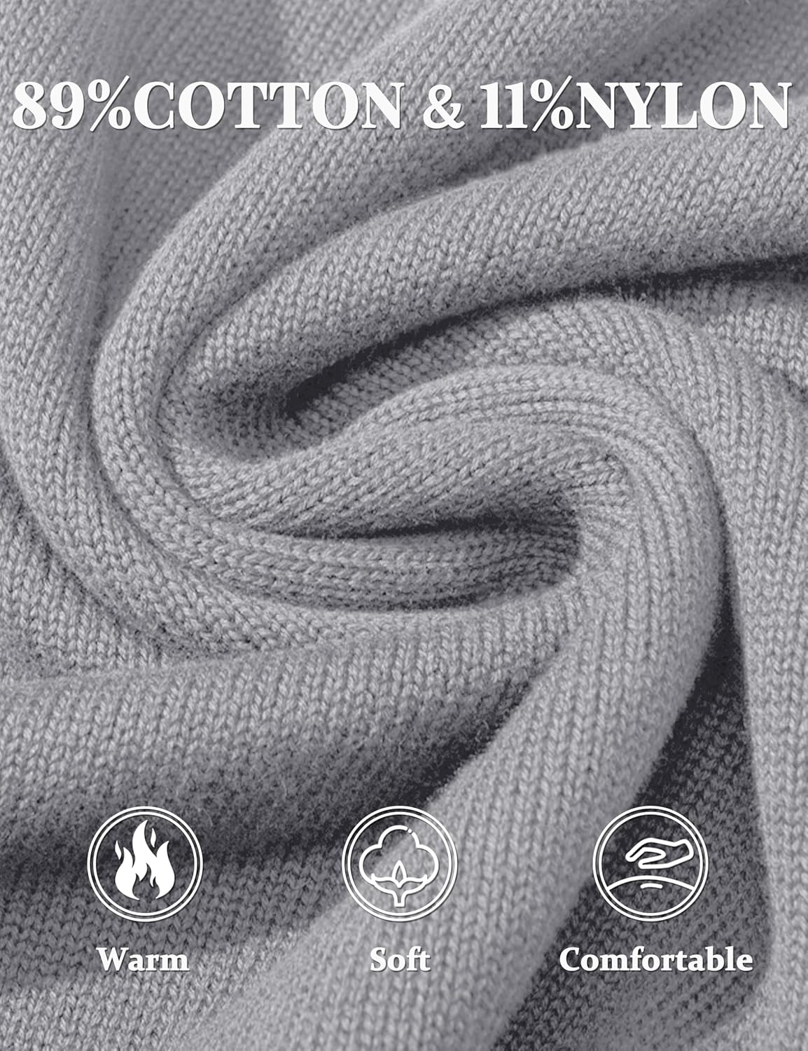 TACVASEN Men's Quarter Zip Sweaters Cotton Pullover Sweater Striped Casual Fall Winter Warm Pullover Sweatshirts - Image 6