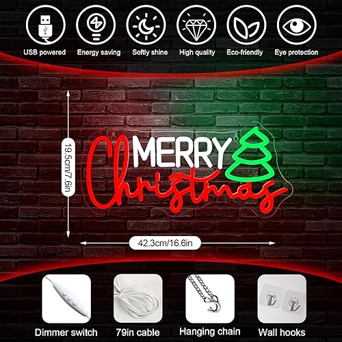 Miniatura 2 de Letrero LED de neón de calcetines de Navidad, letreros de neón de Navidad para decoración de pared, letrero de luz de neón de Navidad con USB