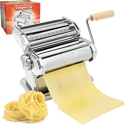 Imperia Macchina per Pasta Manuale con Manovella Sfogliatrice, acciaio cromato