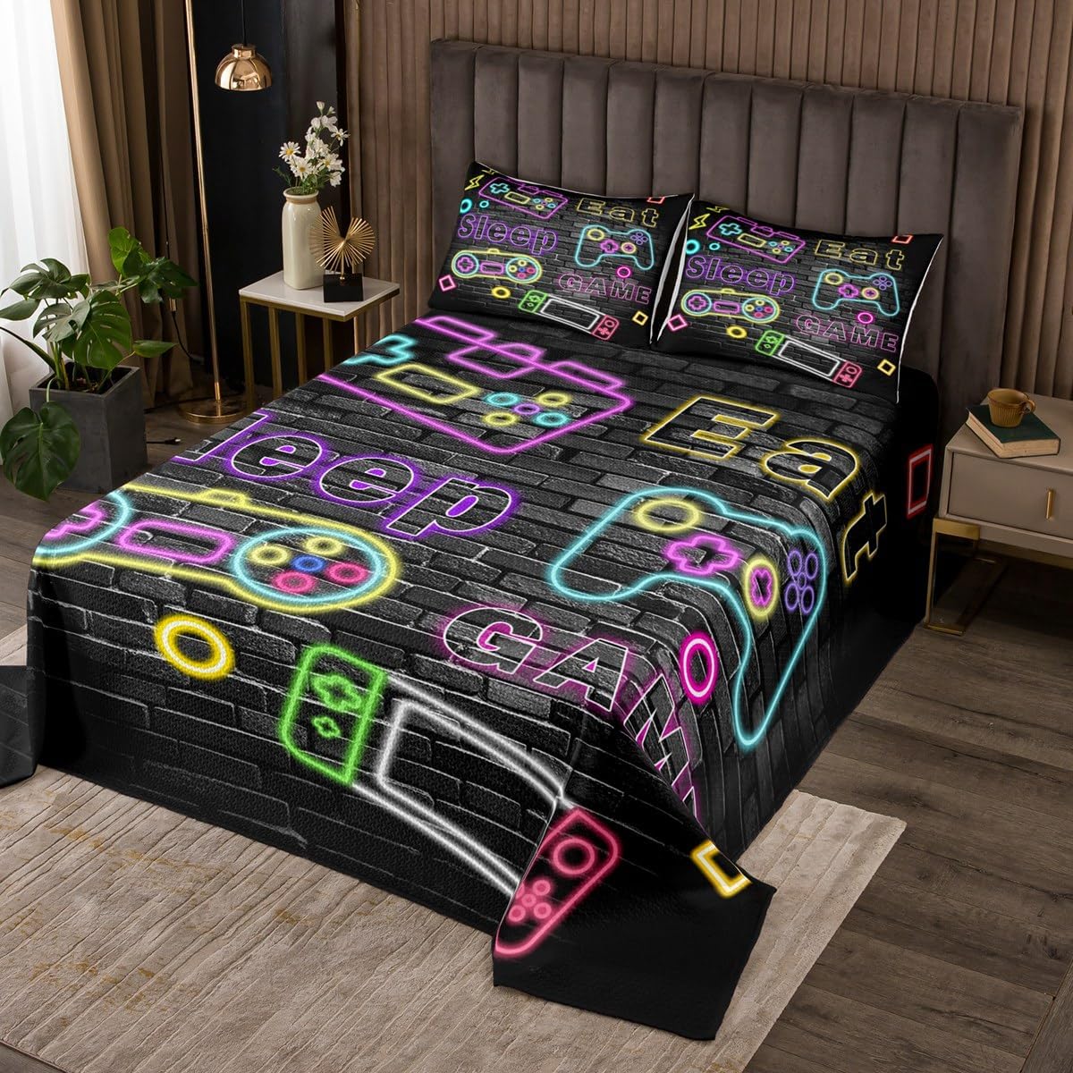 jejeloiu Boys Girls Sun and Moon Quilted Coverlet King Size, Boho Exotic Bedspread Kids Bohemian Coverlet Set Cosmic Celestial Teens Bedroom Decor with 2 Pillow Case