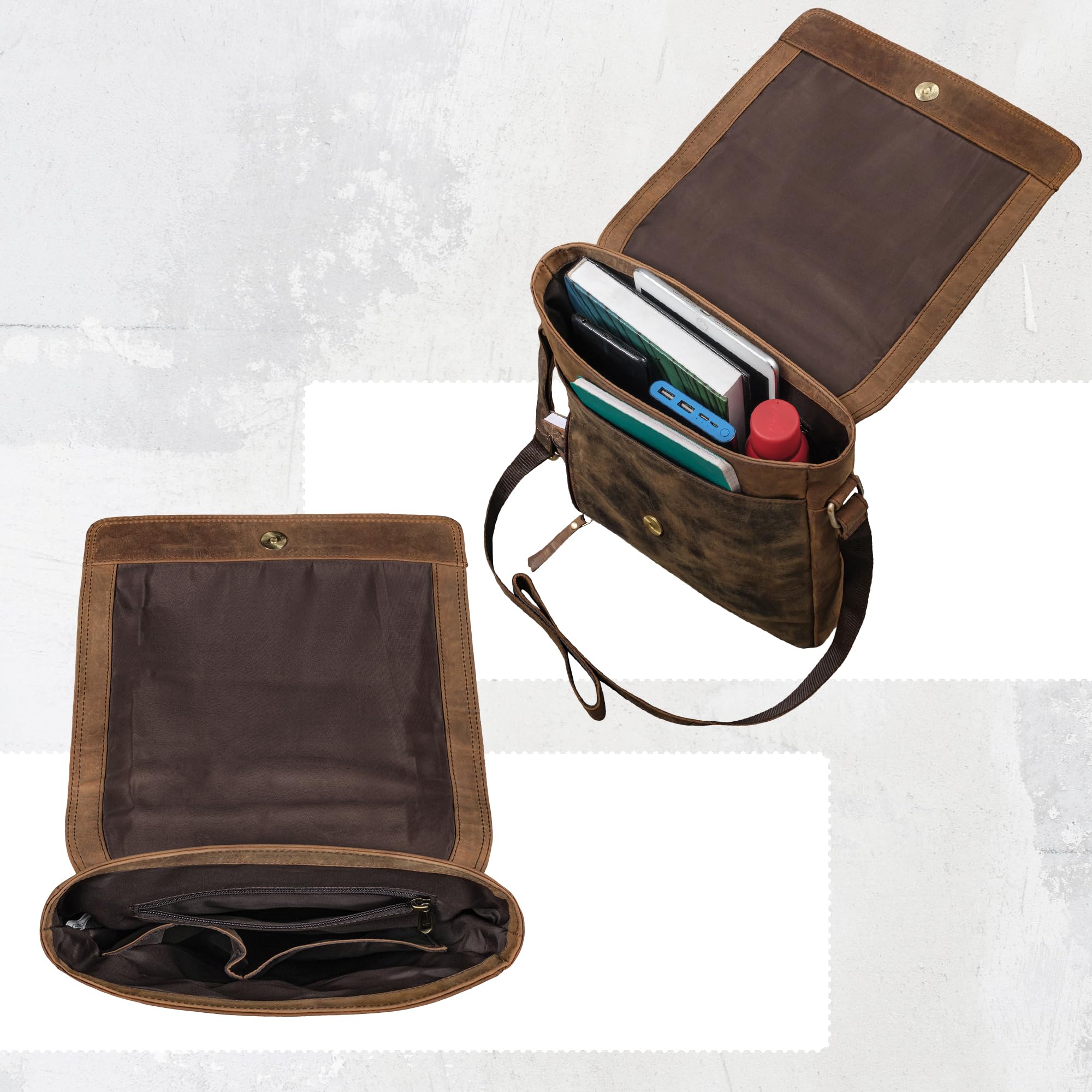 ROYALZ 'Kansas' Borsa Porta PC Uomo in Vera Pelle 13-14 Pollici - Ventiquattrore Borsa a Tracolla Università e Ufficio - Borsello Cartella documenti DIN A4 Messenger Bag
