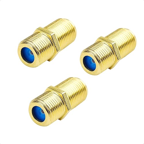 Cable Matters Paquete de 3, acoplador coaxial tipo F chapado en oro para acoplador RG6  tipo F coaxial RG6