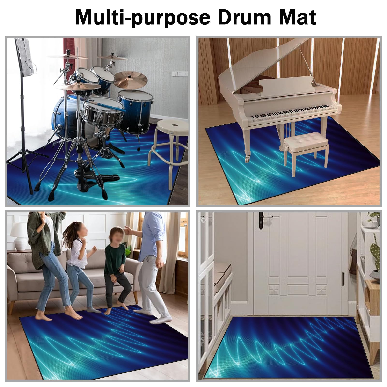 230 x 200 cm Tappeto Batteria Elettronica, Tappeto a Tamburo Insonorizzato, Tappeto Professionale per Batteria e Strumenti a Percussione, Tappeti Antiscivolo Batteria per Tamburo Rullante Acustica