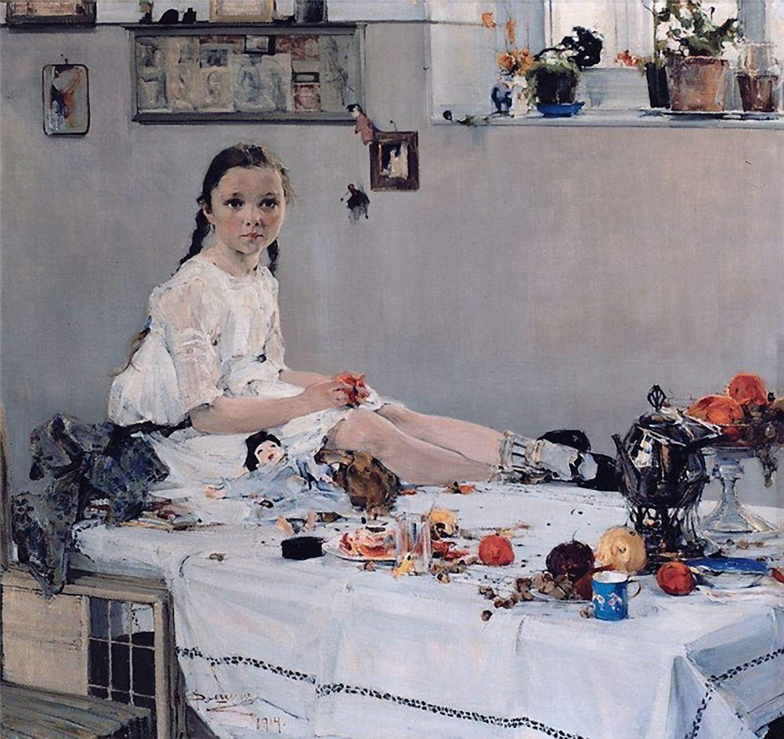 Nikolai Ivanovich Fechin Portrait of Varya Adoratskaya 1914 Private Collection 30" x 28" Fine Art Giclee Canvas Print (Unframed) Reproduction