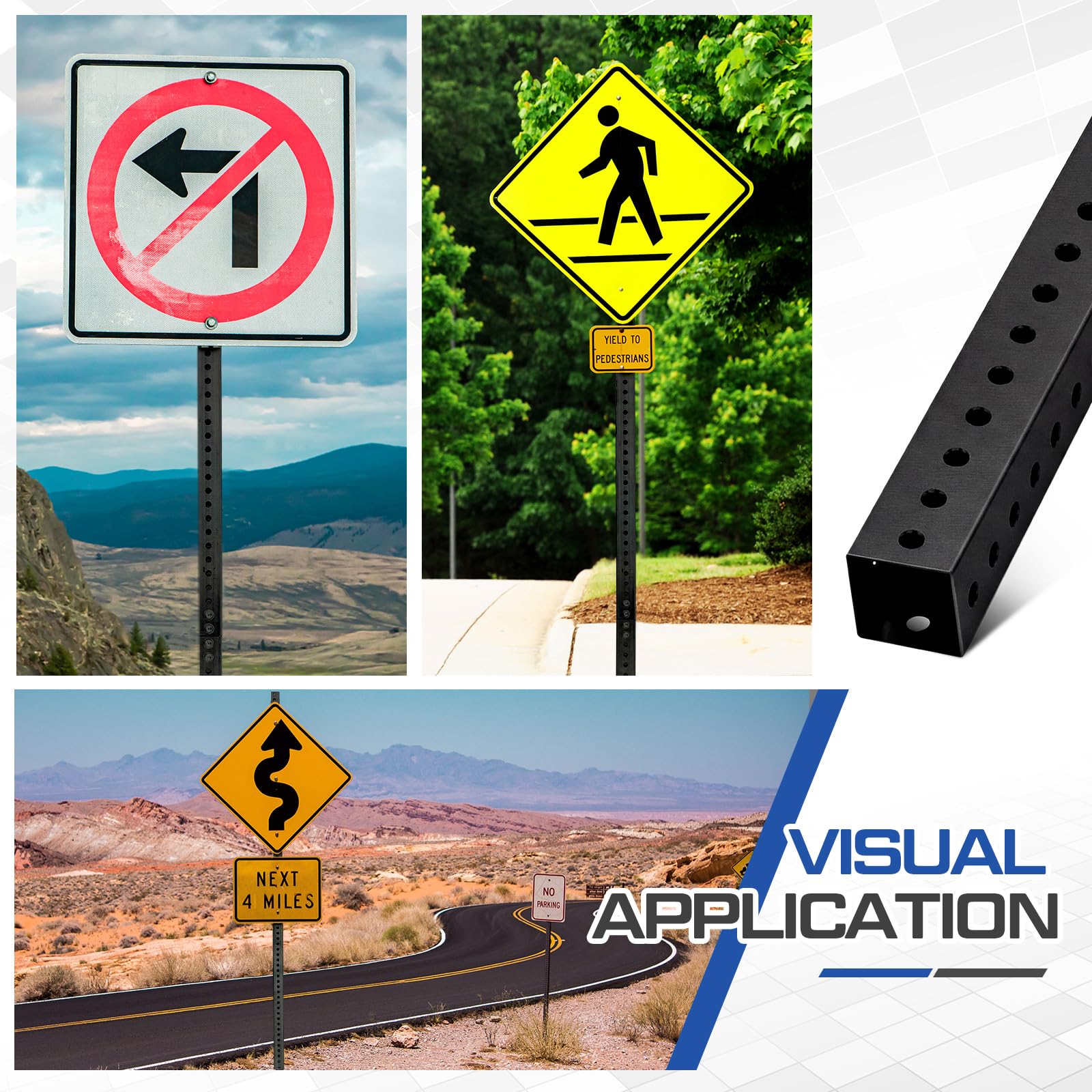 8 ft H x 2 in W Square Sign Post with 7/16" Dia Mounting Holes — Amazon image 7