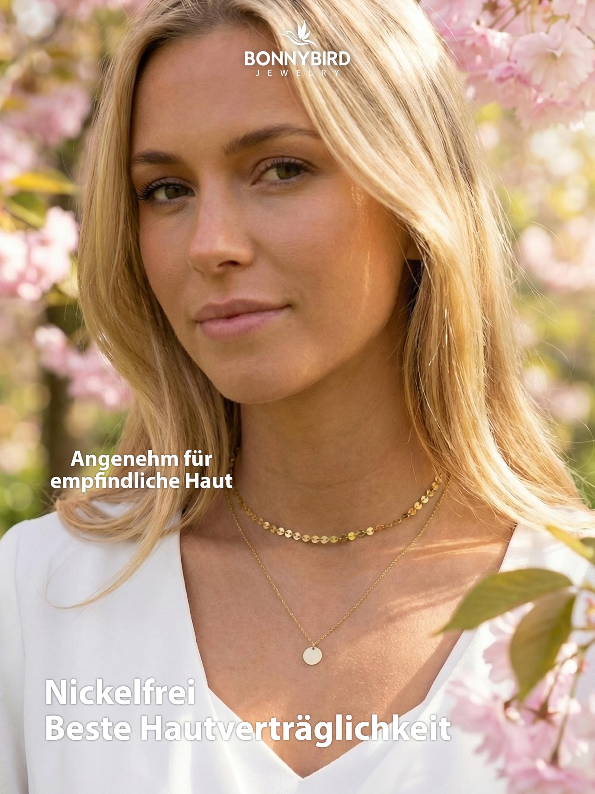 BONNYBIRD® Wasserfeste Edelstahl Boho Halskette Damen in Silber, Gold & Roségold, 100% Wasserfest & Hautverträglich BonnyBoho