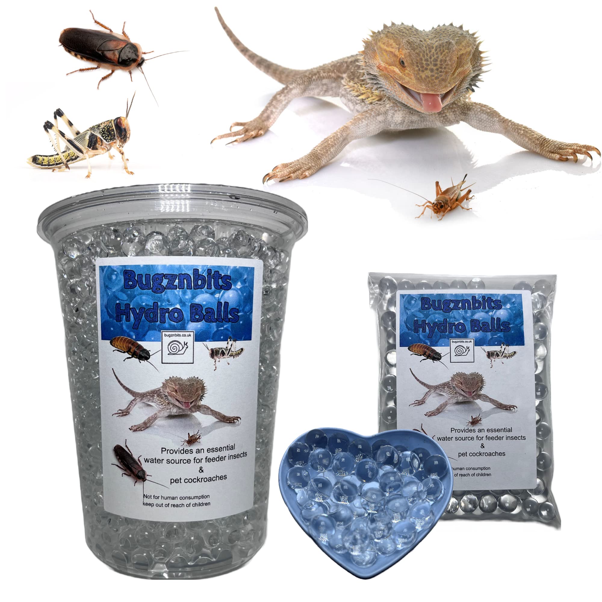 Bugznbits Hydro Balls, Bug Gel Alternative for Crickets, Cockroaches, Locust and other Insects, Reptile Feeder insects (900ml Maxi Pack)