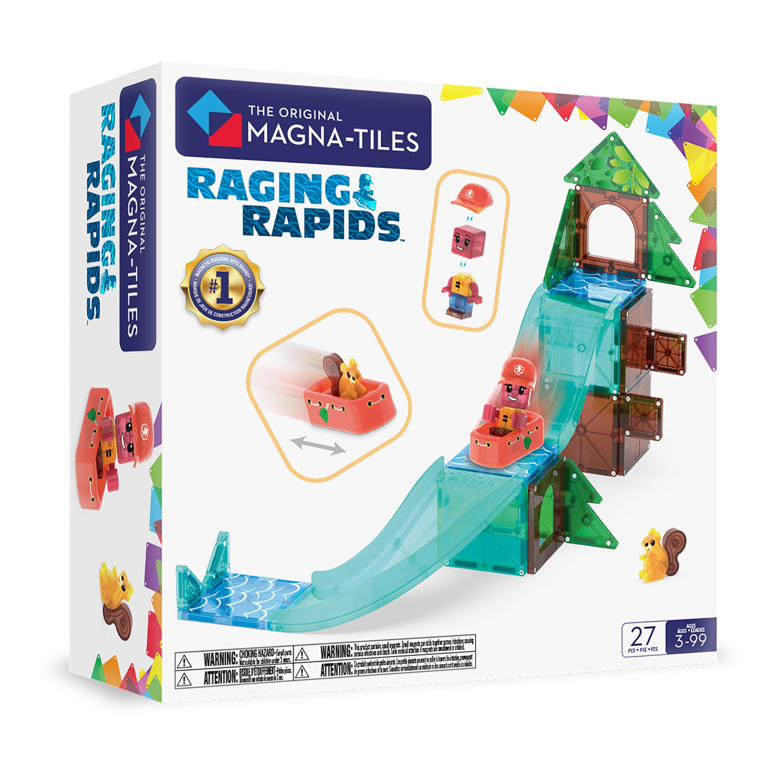 Magna-Tiles Raging Rapids - Set di costruzioni magnetiche da 27 pezzi, il marchio originale per costruzioni magnetiche