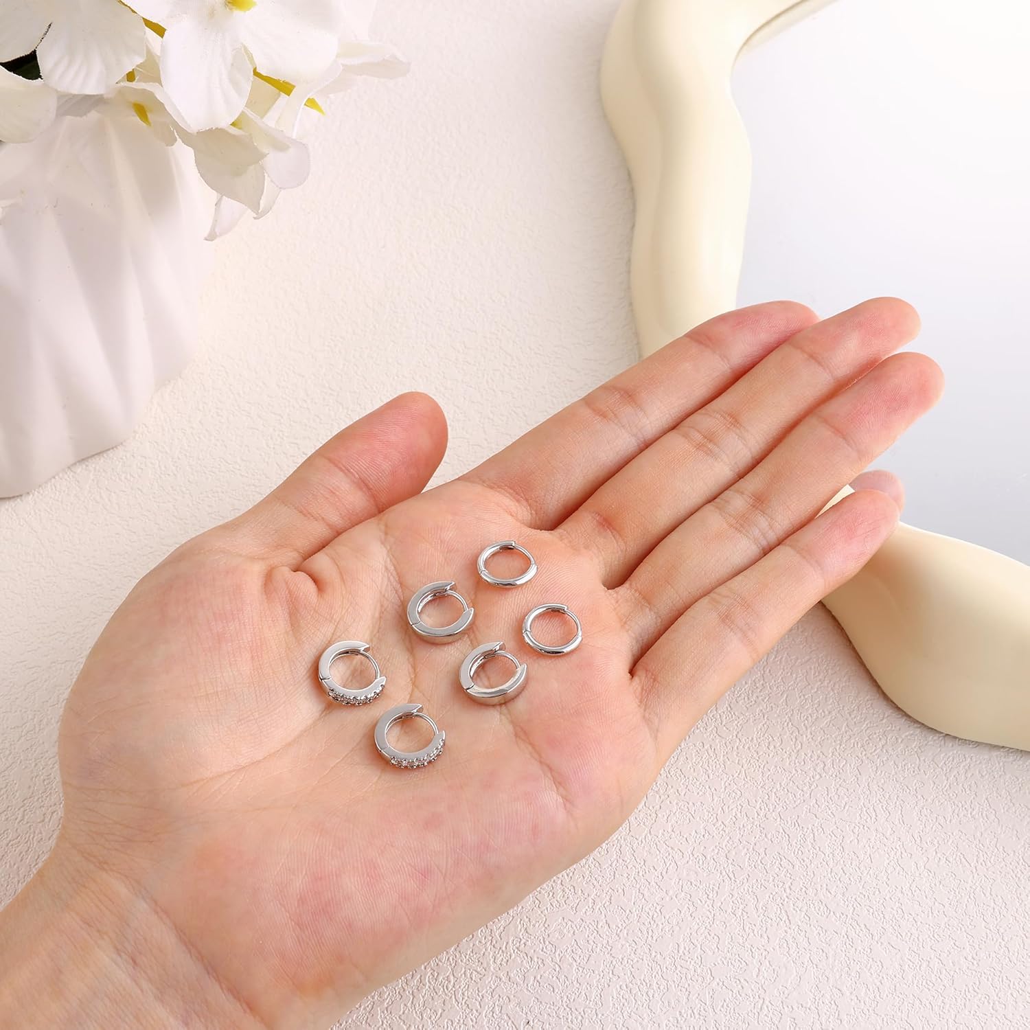 micuco 3 Pairs Small Hoop Earrings Set for Women, 14K Gold Plated Huggie Hoop Earrings for Men, Tiny Cartilage Hypoallergenic Earring Set - Image 7