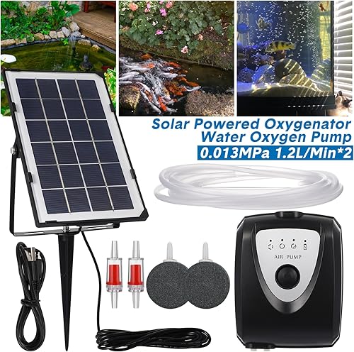 Miniatura 4 de Tofficu Bomba de aire de acuario Bomba de aire para acuario Bomba de aire de energía solar Juegos de aireador Equipo de oxigenación para acuario