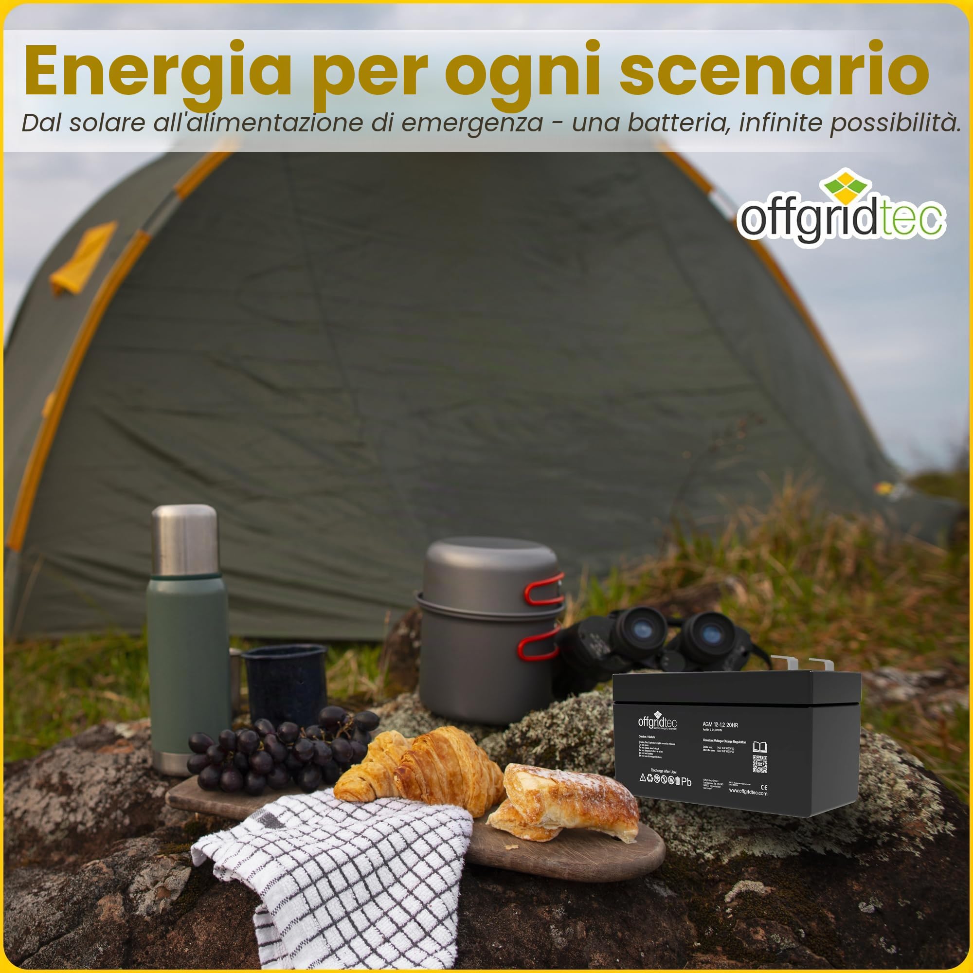 Offgridtec Agm Batteria Solare Estremamente Zyklenfest 1,2 Ah 20 Stuende 12 V, 2 – 01 – 001975
