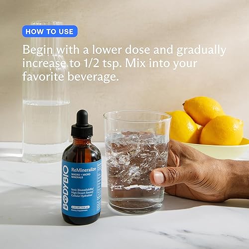 Miniatura 5 de BodyBio ReMineralize - Minerales traza iónicos concentrados para hidratar, desintoxicar y revitalizar tus células - Más de 72 minerales traza