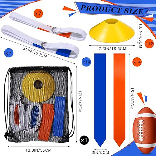 Miniatura 10 de 14 Player Flag Football Set, Includes 14 Flag Football Belts, 12 Cones, Carrying Backpack Football Stuff for Flag Football