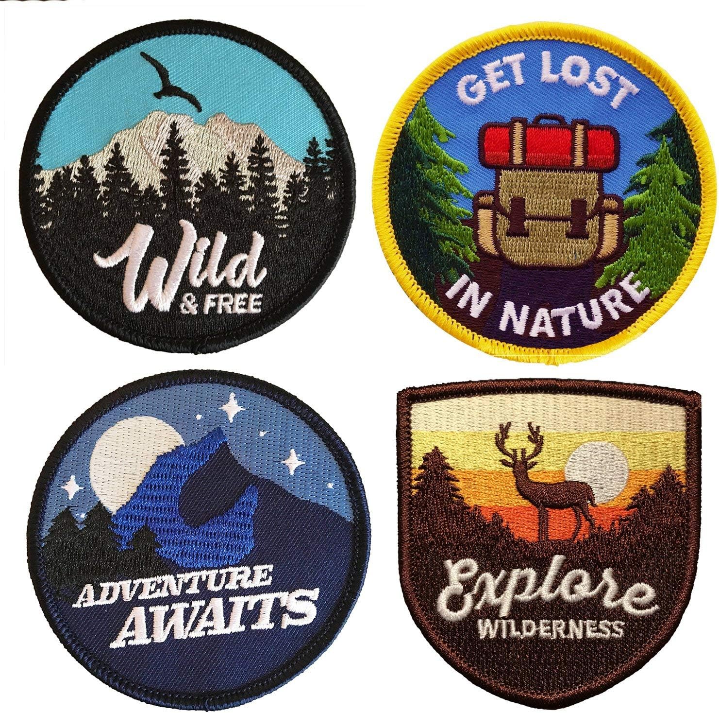 Patches - 4 Pack - Iron on Patch Set/Premium Patches for Backpacks, Jackets, Jeans, Hats