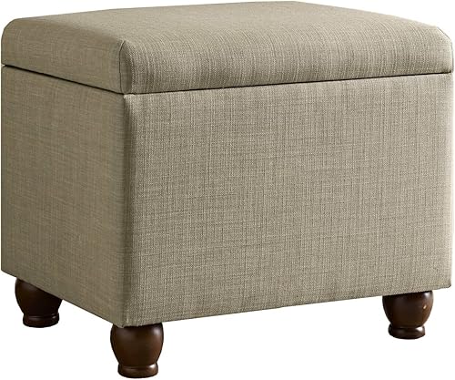 Homepop Decoración del hogar  Otomana tapizada mediana rectangular de almacenamiento  Otomana con tapa con bisagras con almacenamiento para sala de